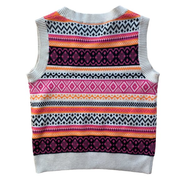 Willow & Wind Fair Isle Sweater Vest Sz S Stripes School Girl Preppy Neon Fall - Picture 6 of 8